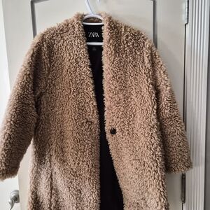 Zara Women's Cozy Tan Teddy Jacket
